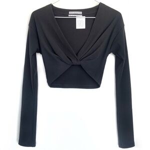 Urban outfitters twist long black sleeve crop shirt
